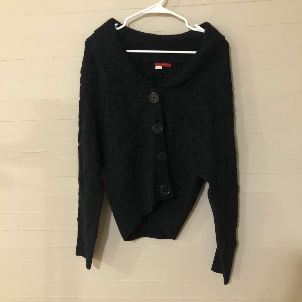 Tape Measure Wool Blend Button Front Cardigan SZ L